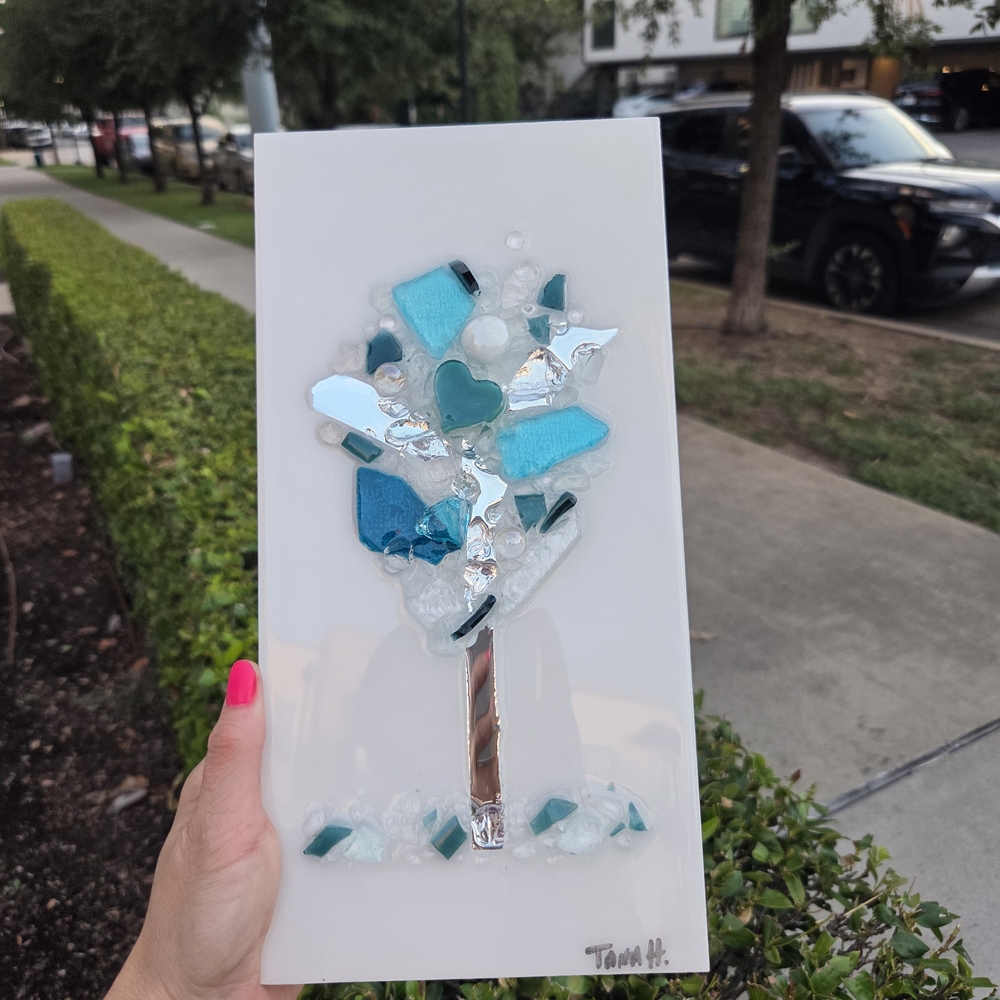 SOLD - Abstract Blue and White Tree Wall Art